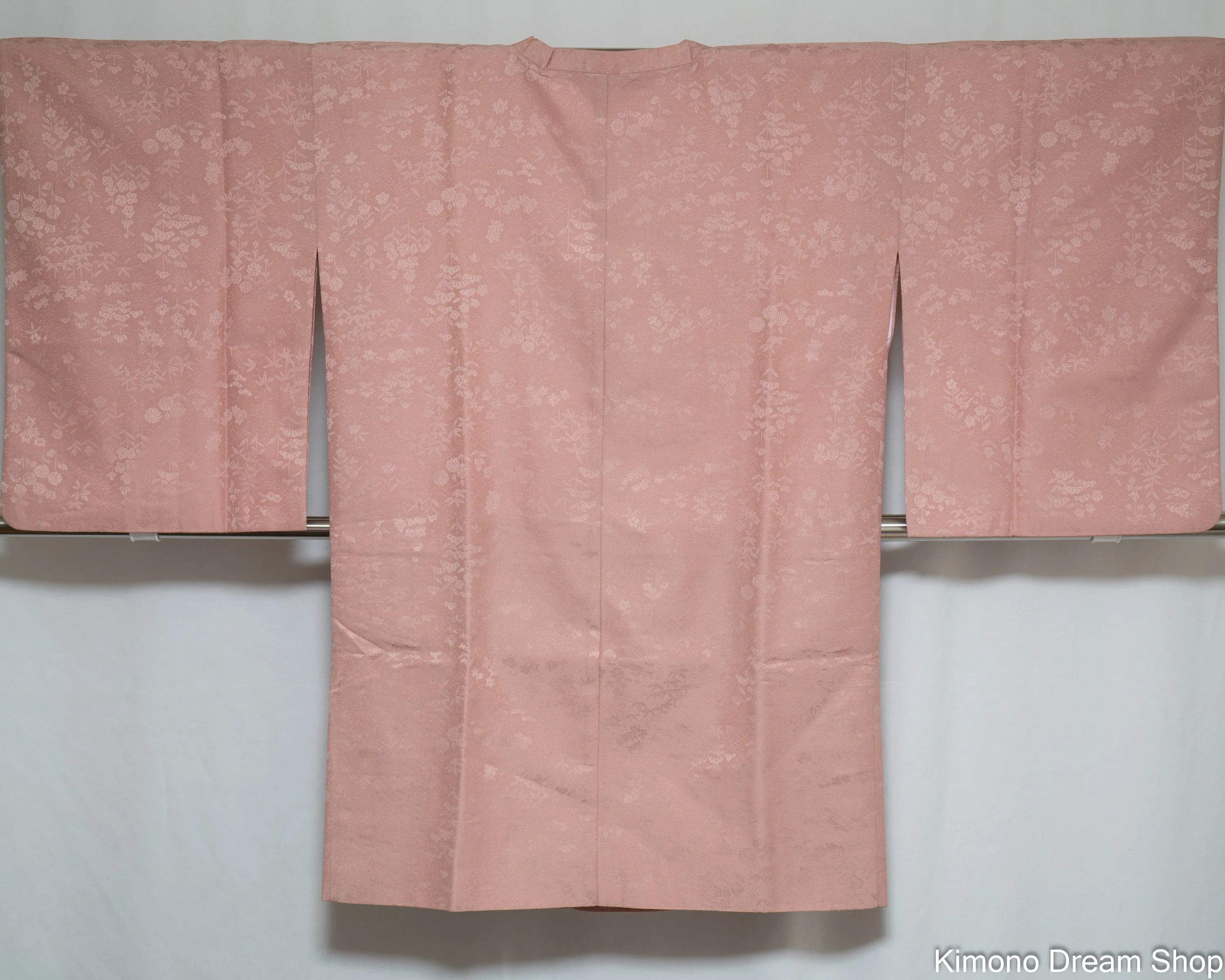 Pink Tiny Flowers Haori - Vintage Iromuji Michiyuki Jacket with Pocket - Kimono Accessory - Komon Patterns