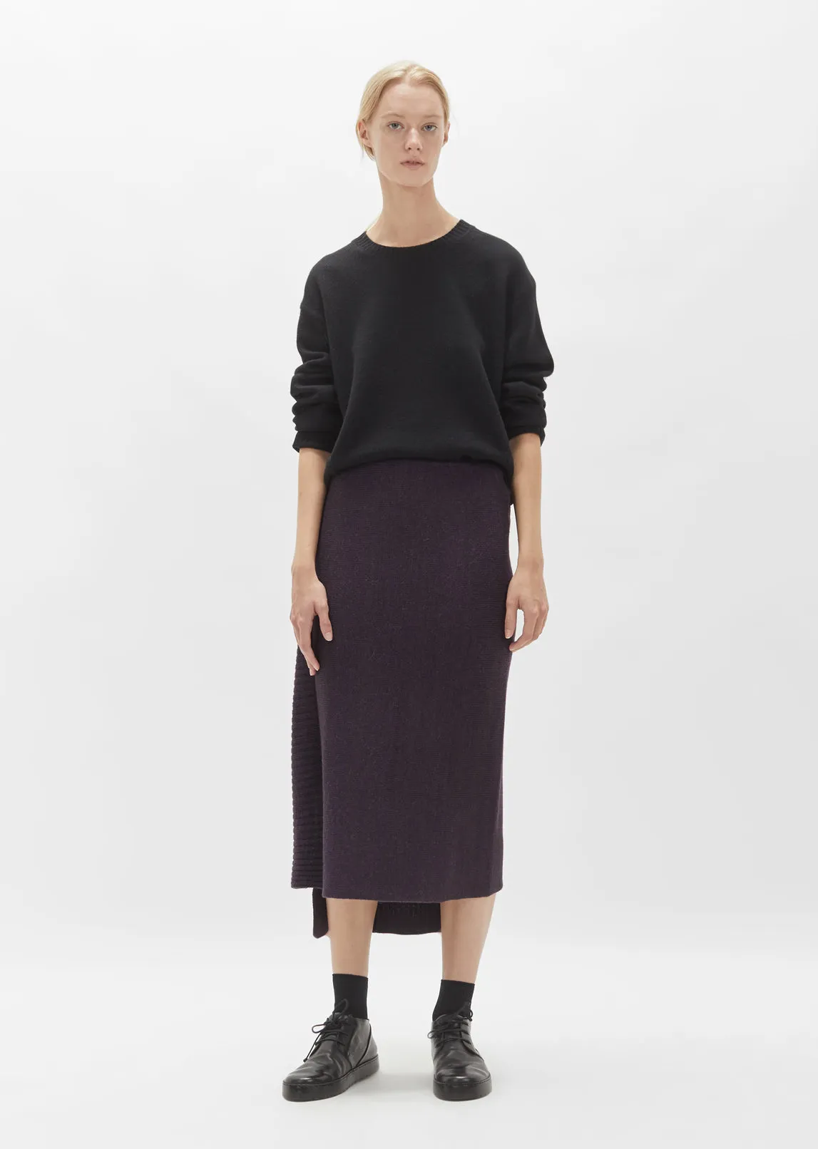 Plain Stitch Side Deco Rib Skirt