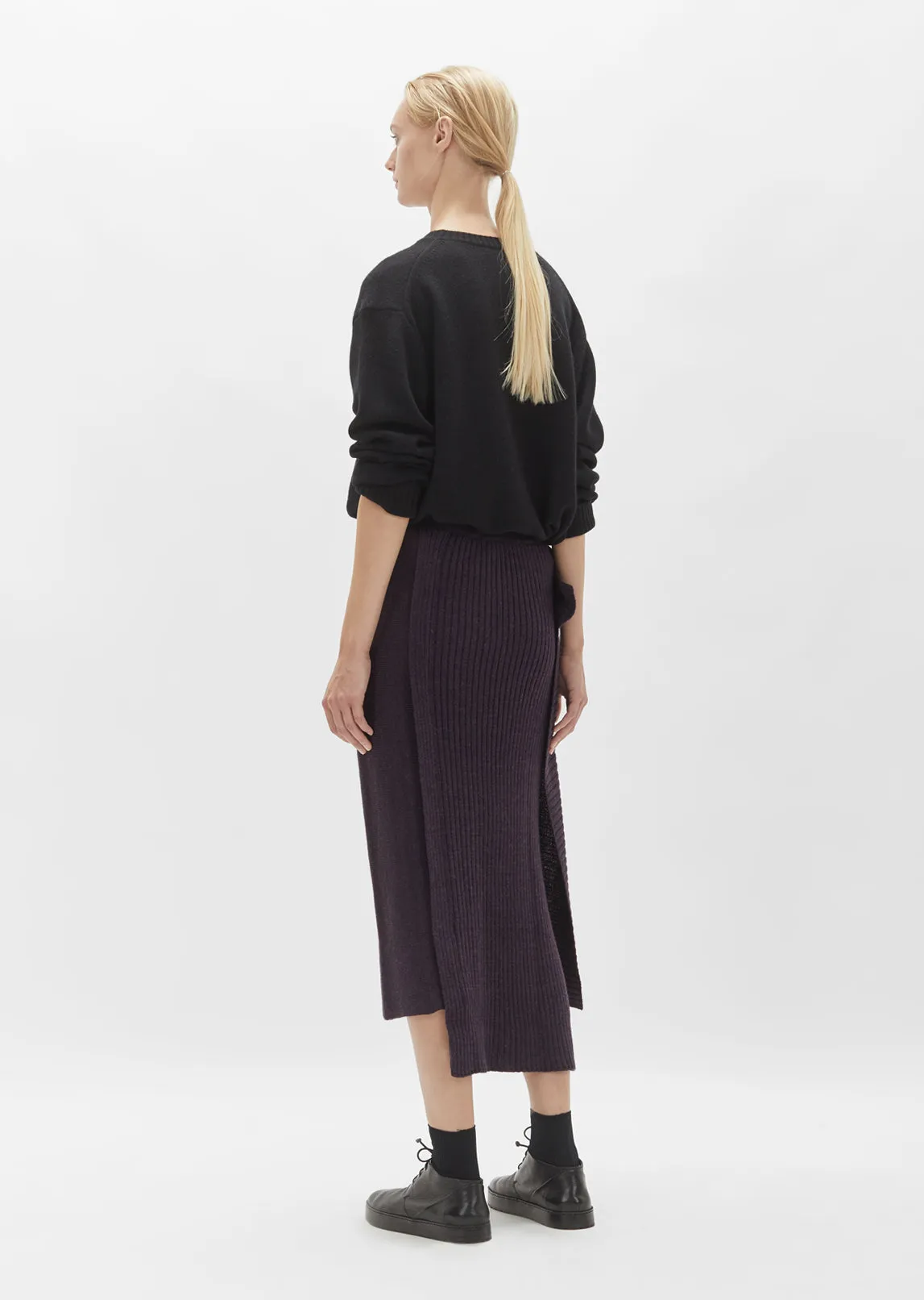 Plain Stitch Side Deco Rib Skirt