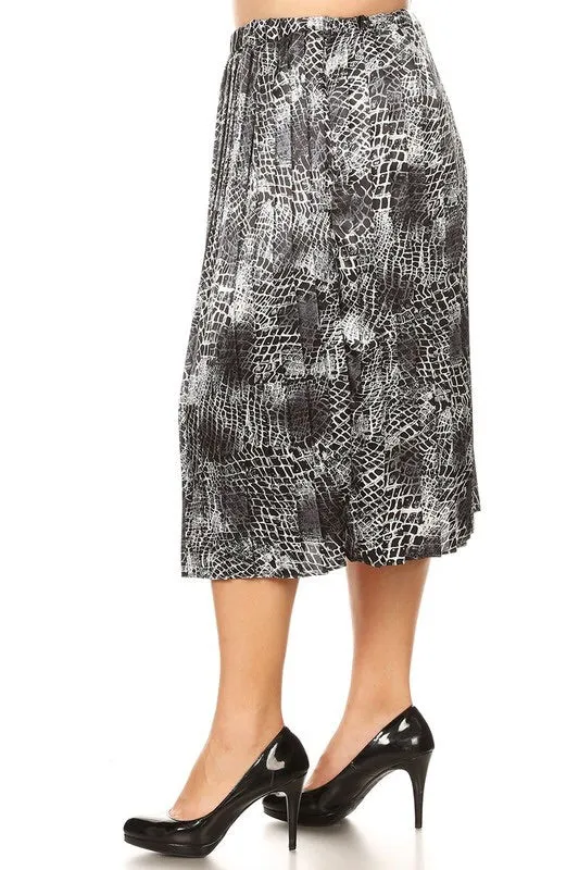 PLUS SIZE SNAKE PRINT MIDI SKIRT in XL-3XL