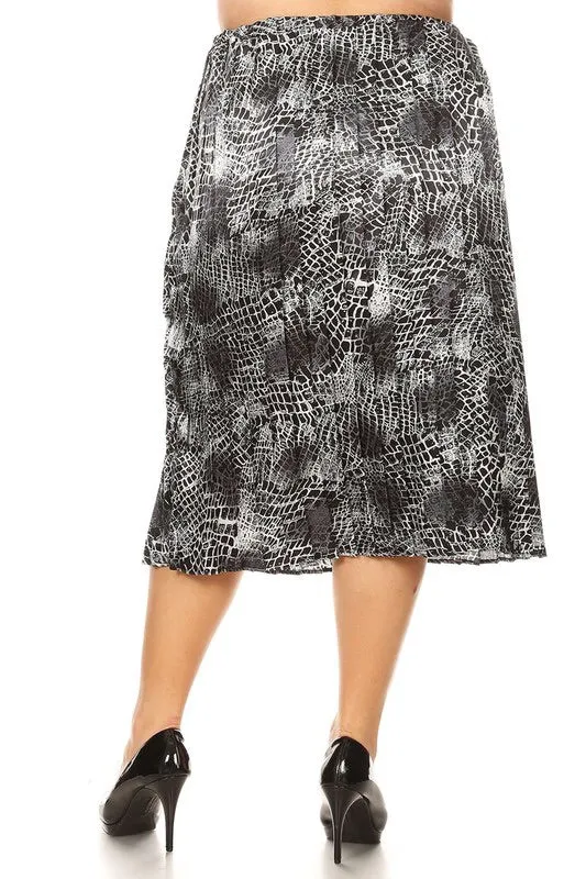 PLUS SIZE SNAKE PRINT MIDI SKIRT in XL-3XL