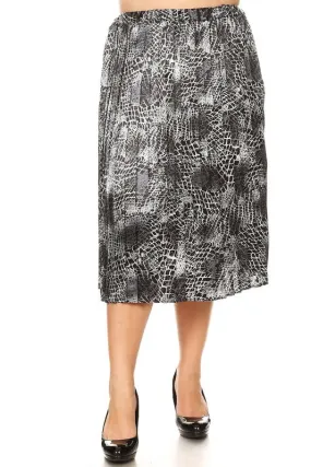 PLUS SIZE SNAKE PRINT MIDI SKIRT in XL-3XL