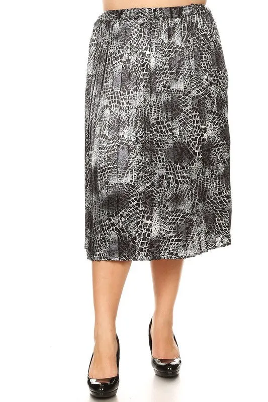 PLUS SIZE SNAKE PRINT MIDI SKIRT in XL-3XL