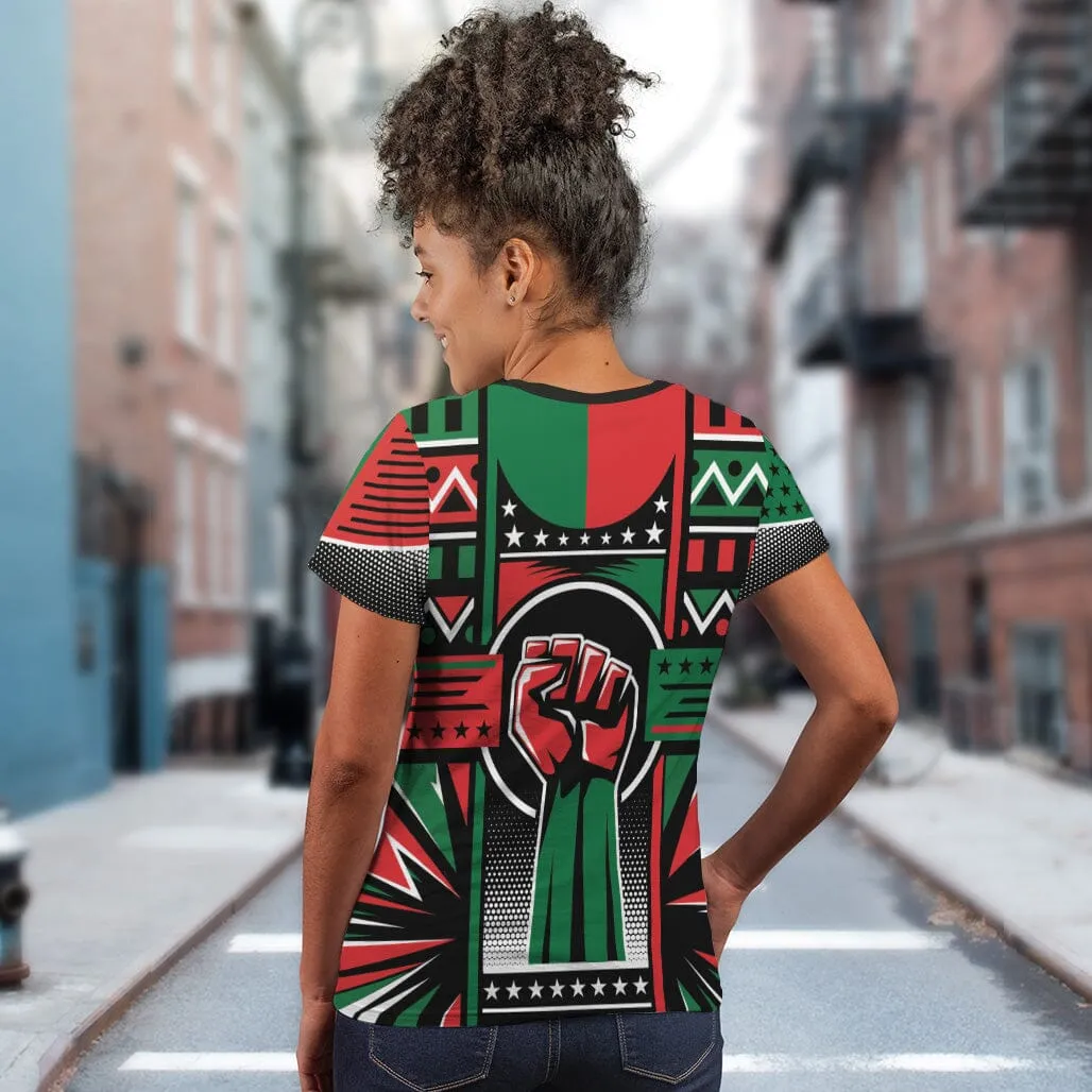 Power Fist And Patterns In Pan African Colors T-shirt