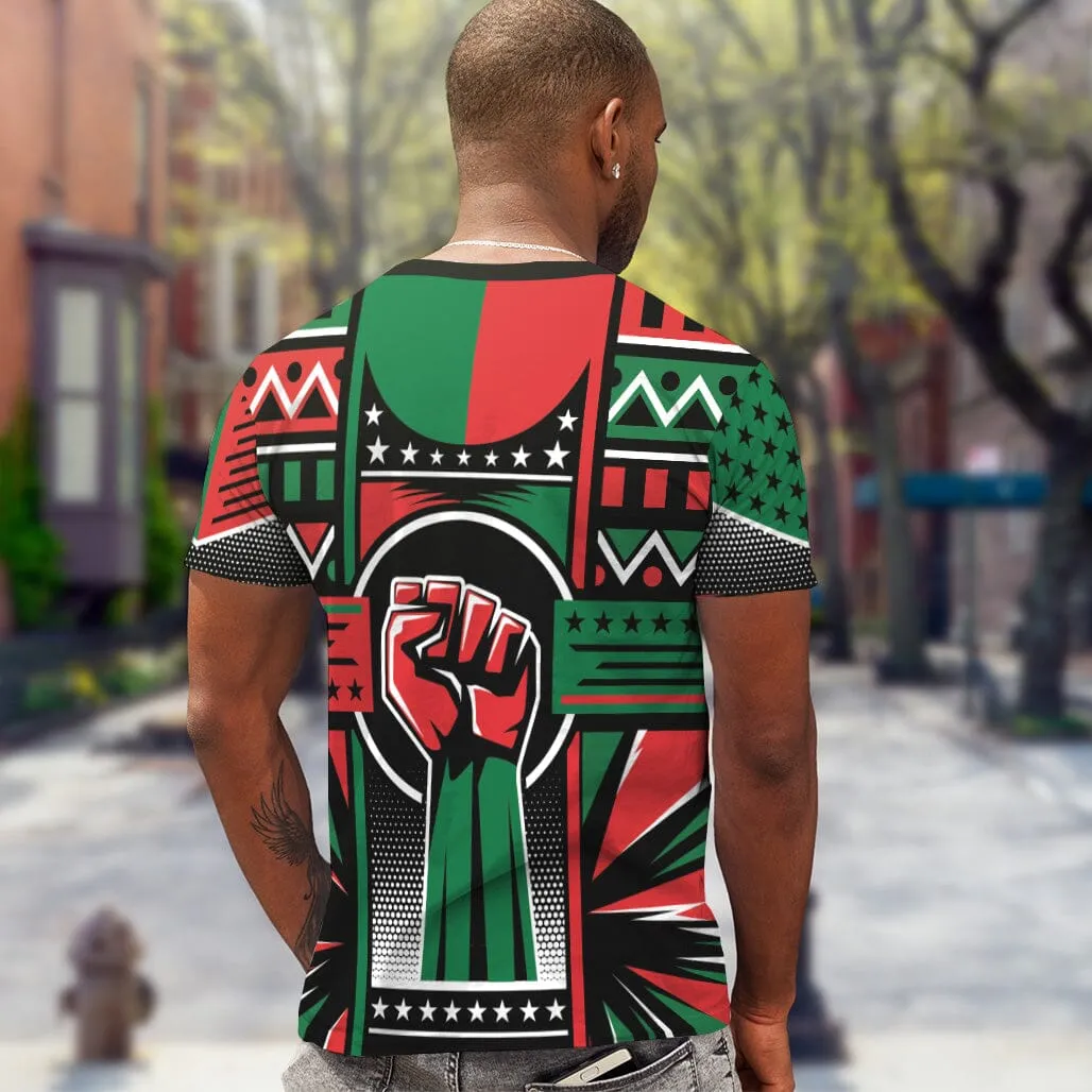 Power Fist And Patterns In Pan African Colors T-shirt