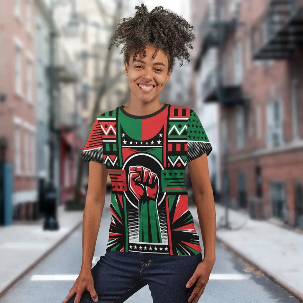 Power Fist And Patterns In Pan African Colors T-shirt