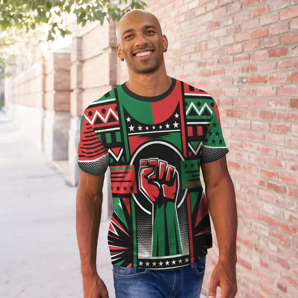 Power Fist And Patterns In Pan African Colors T-shirt