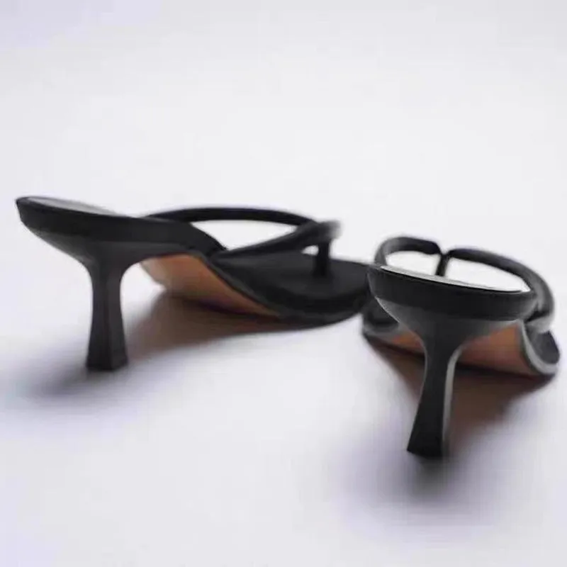 Pre Order:  Black Flip Toe Stiletto Sandals