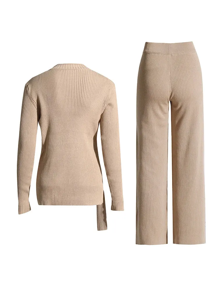 Pre Order:  Crisscross Top Pants Knit Set