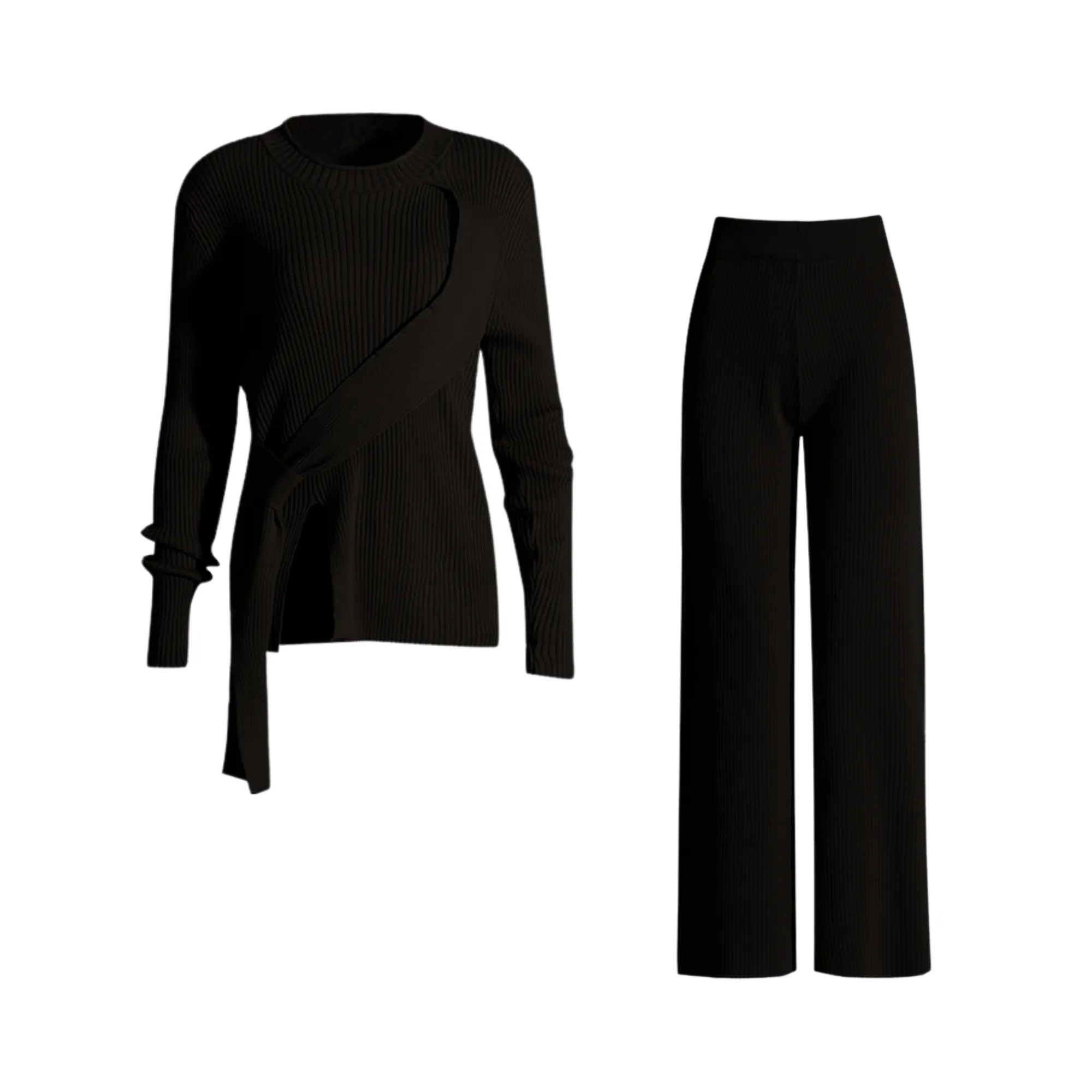 Pre Order:  Crisscross Top Pants Knit Set