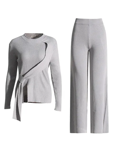 Pre Order:  Crisscross Top Pants Knit Set