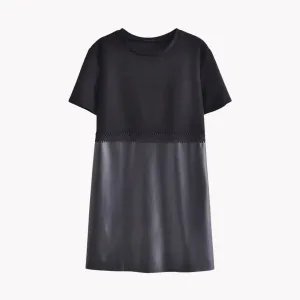 Pre Order:  Lace Vegan Leather Mini Shirt Dress