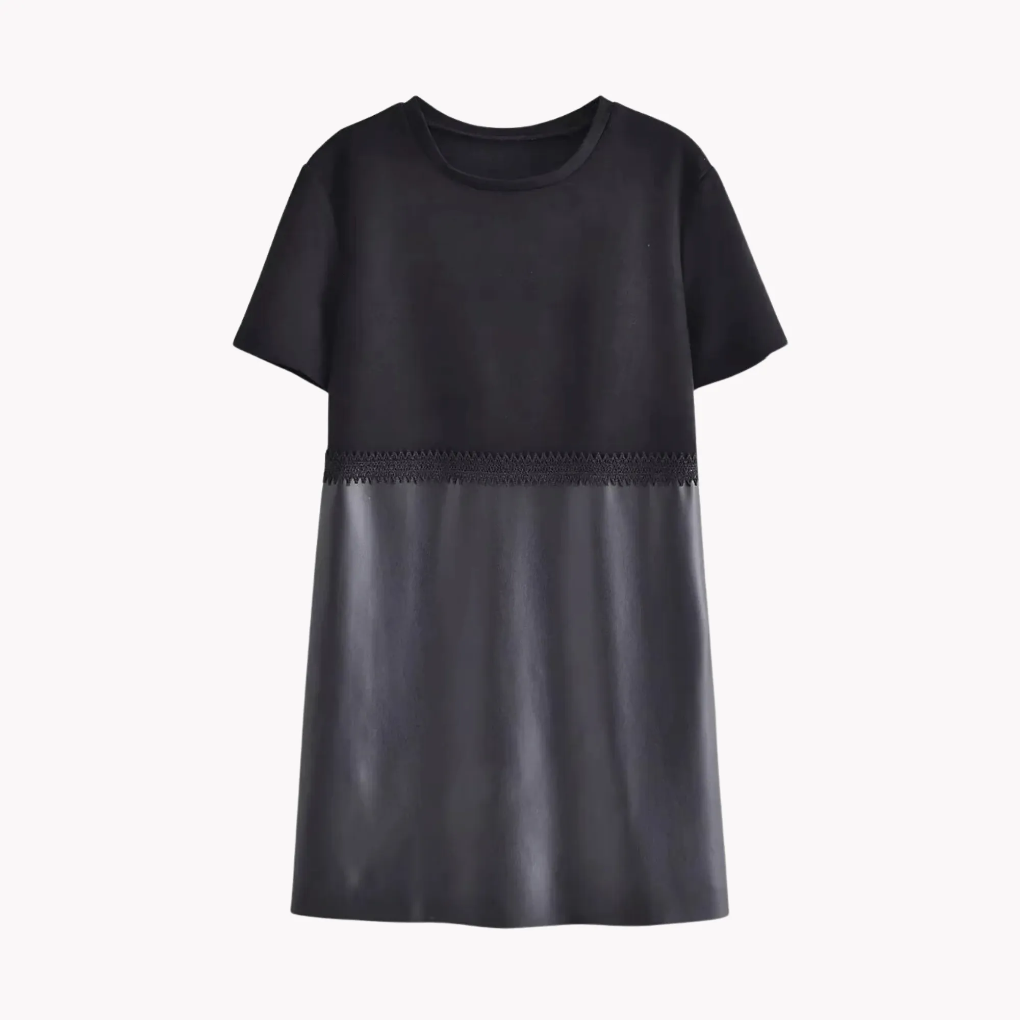 Pre Order:  Lace Vegan Leather Mini Shirt Dress