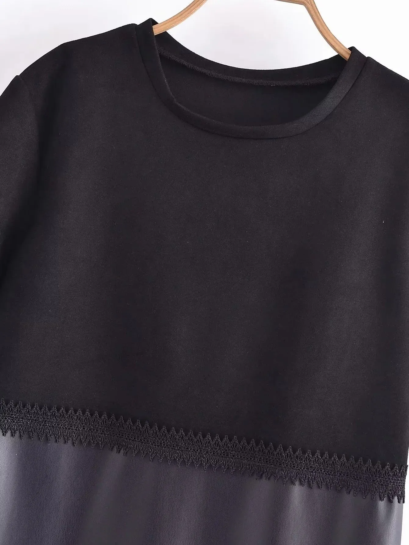 Pre Order:  Lace Vegan Leather Mini Shirt Dress
