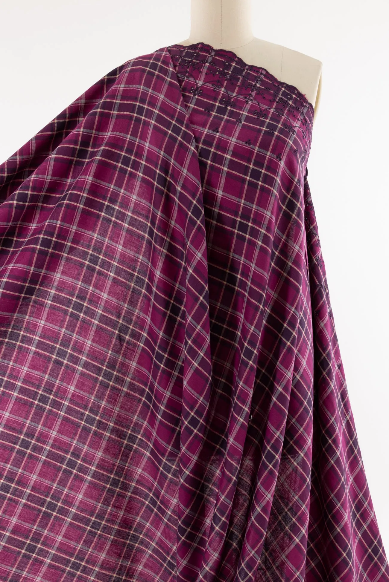 Priscilla Plaid Cotton Eyelet Woven