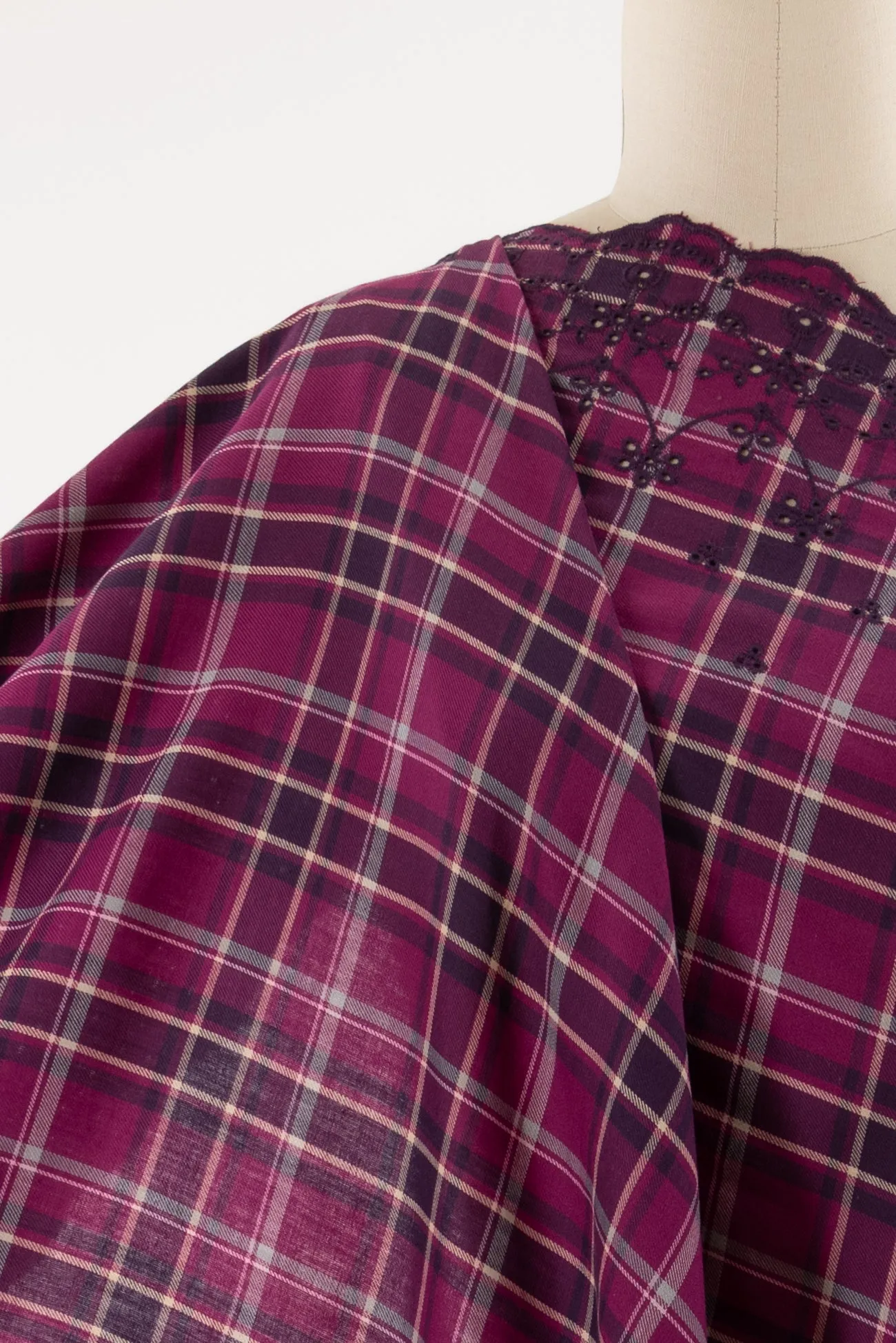 Priscilla Plaid Cotton Eyelet Woven