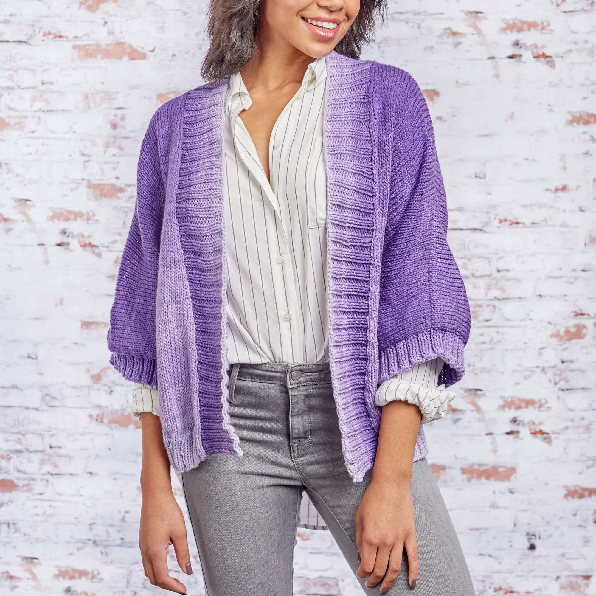 Red Heart Knit Kimono Style Jacket