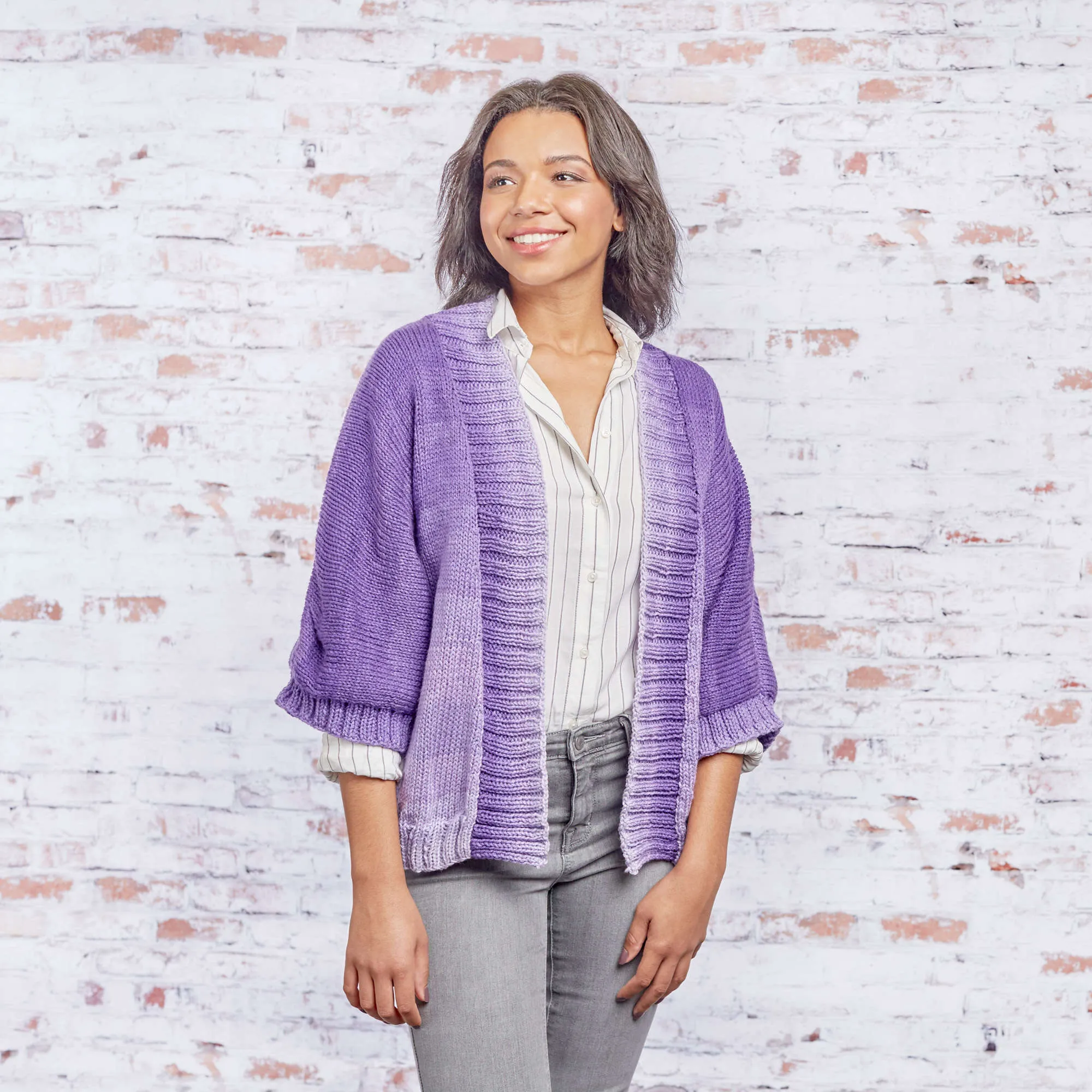 Red Heart Knit Kimono Style Jacket