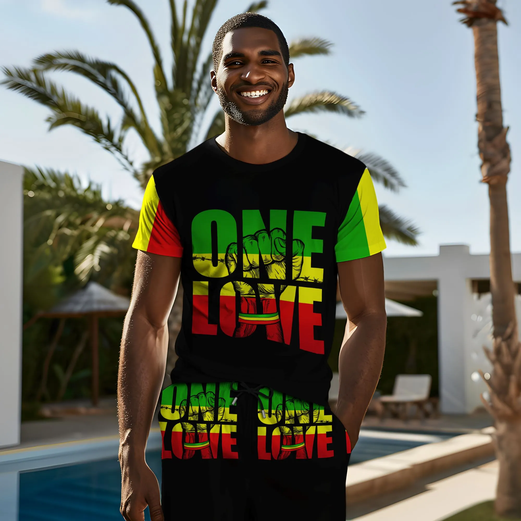Reggae One Love T-shirt and Shorts Set