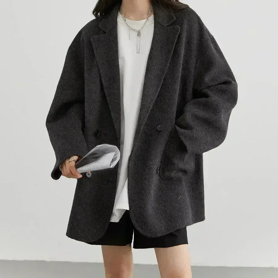 Retro Wool Blazer Overcoat | GISELLE