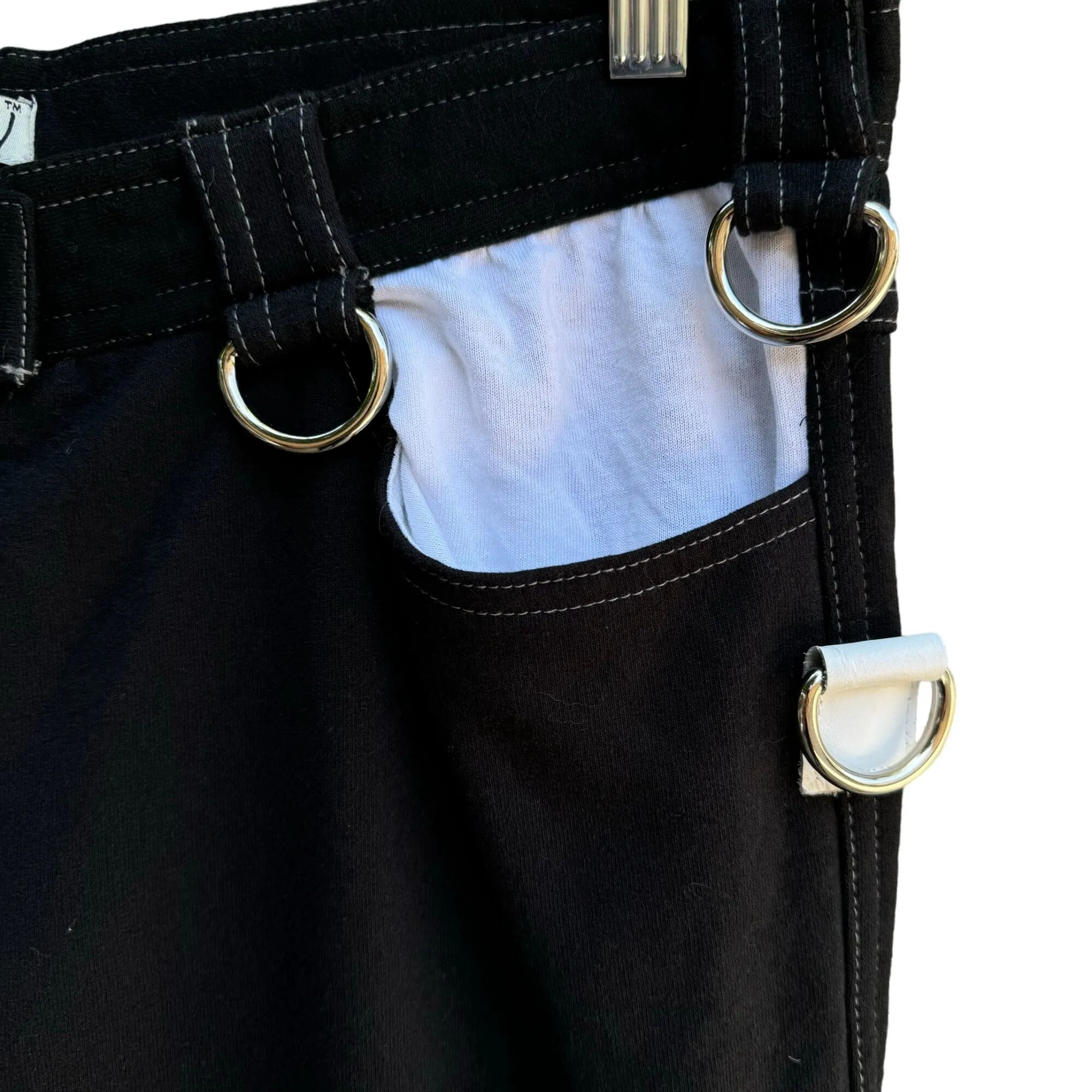 Riley Black Goth Punk Pants With Strap & D-Rings "To Be" Print Lion Wings Patch