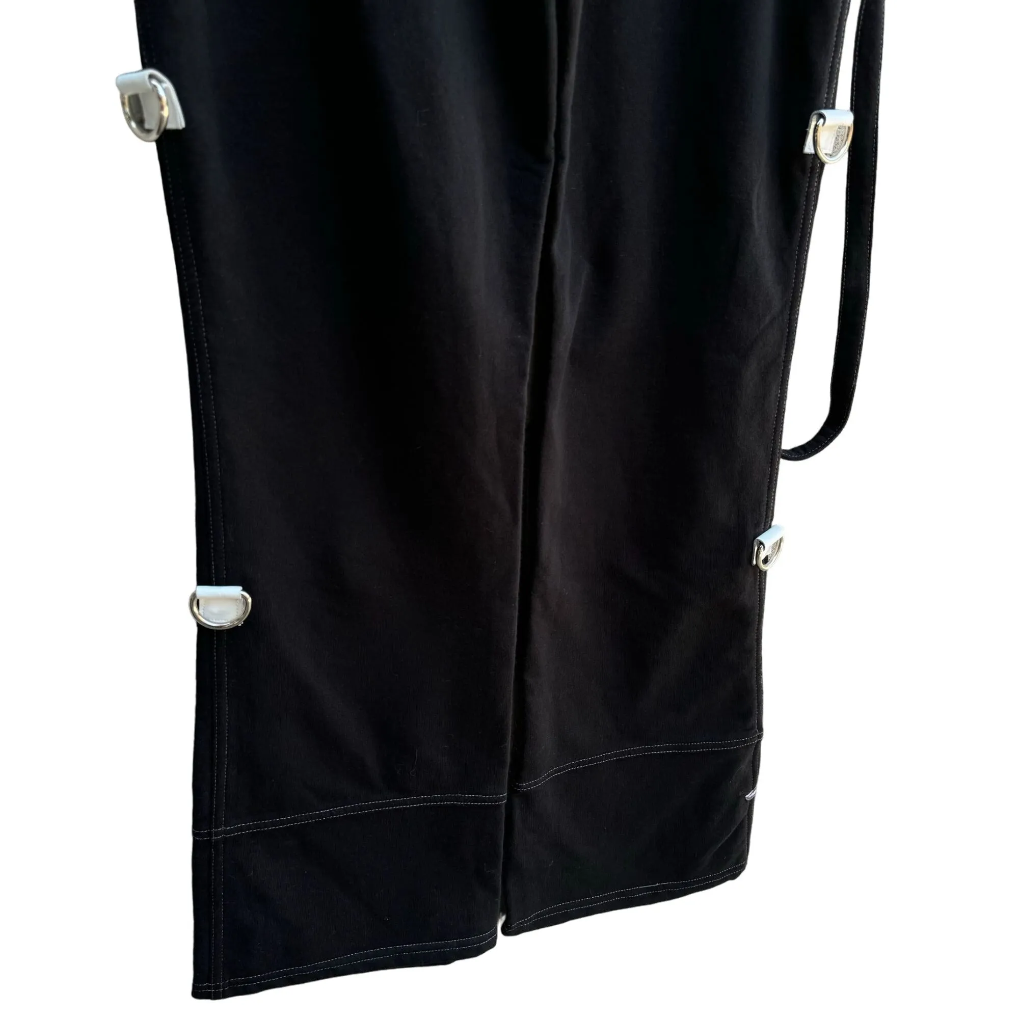 Riley Black Goth Punk Pants With Strap & D-Rings "To Be" Print Lion Wings Patch