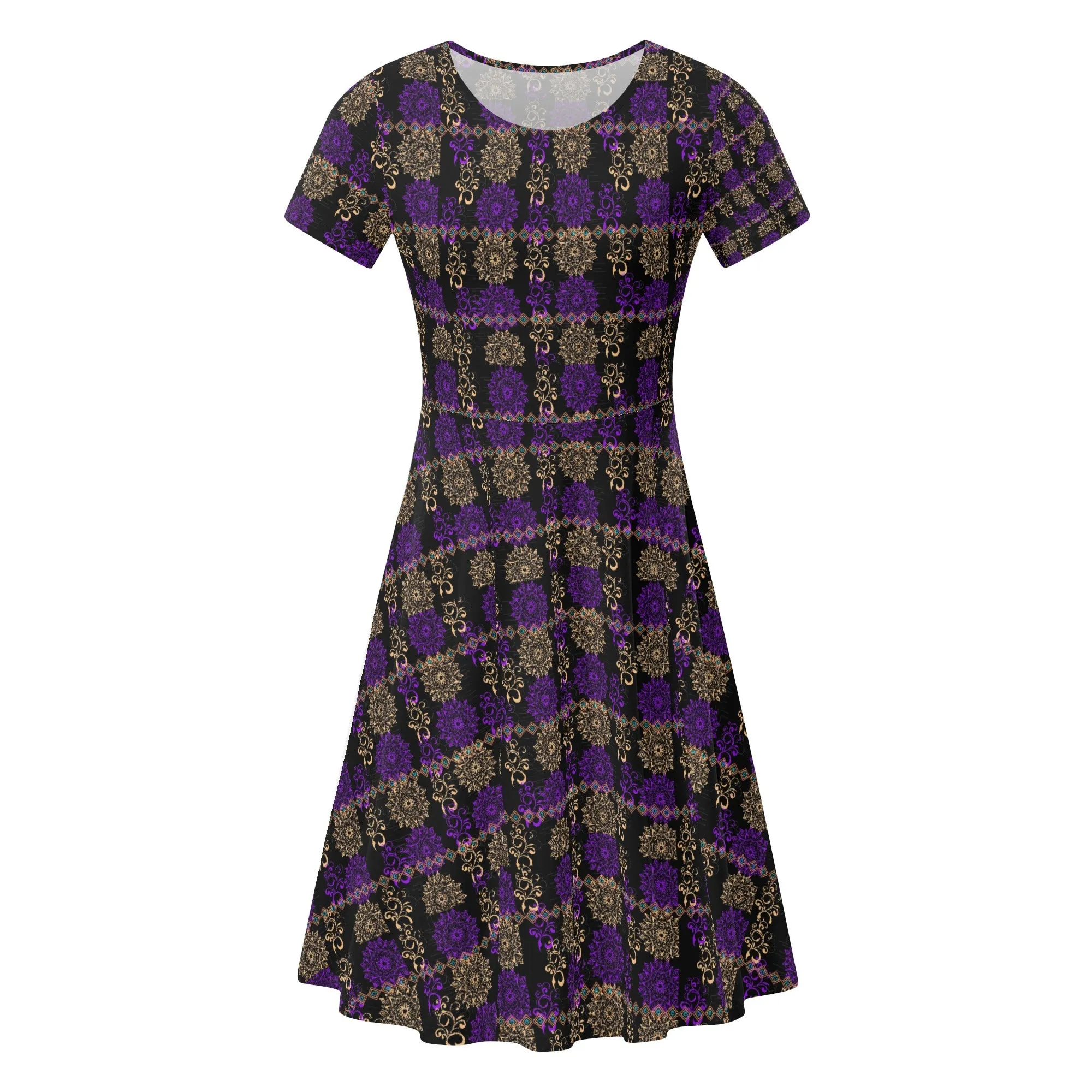 Royal Hues Womens Short Sleeve Ruffle Dress