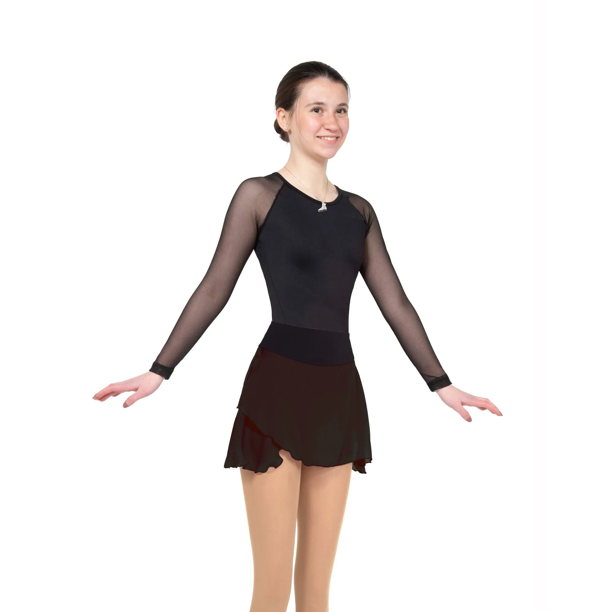 S402 Competition Figure Skating Black Mesh Sleeve Top