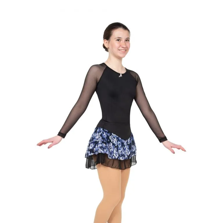 S402 Competition Figure Skating Black Mesh Sleeve Top