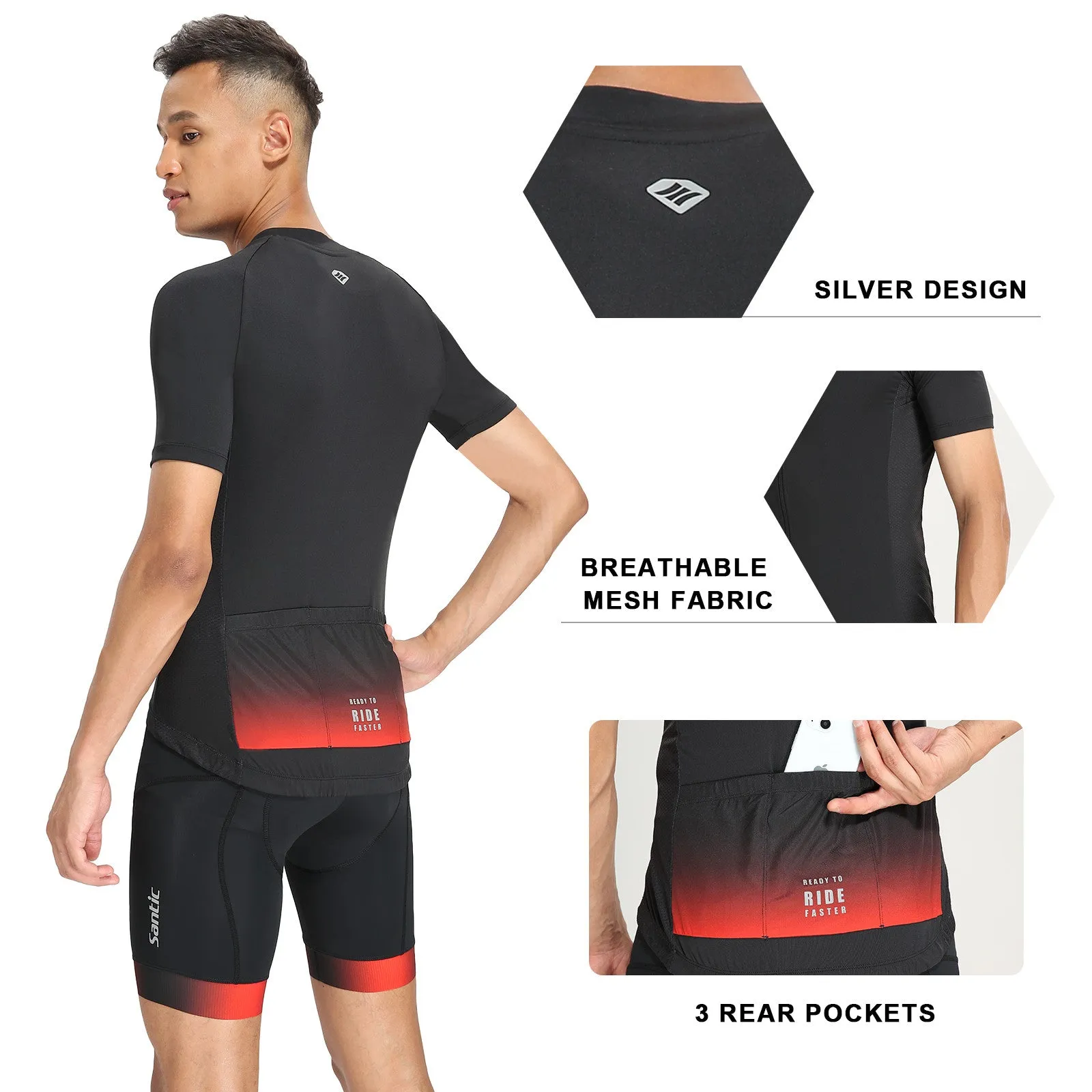 Santic Sight Pure Men Cycling short Jersey Black