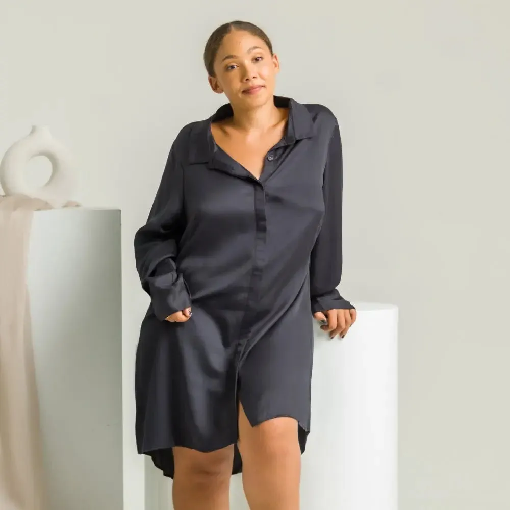 Sateen Shirt Dress