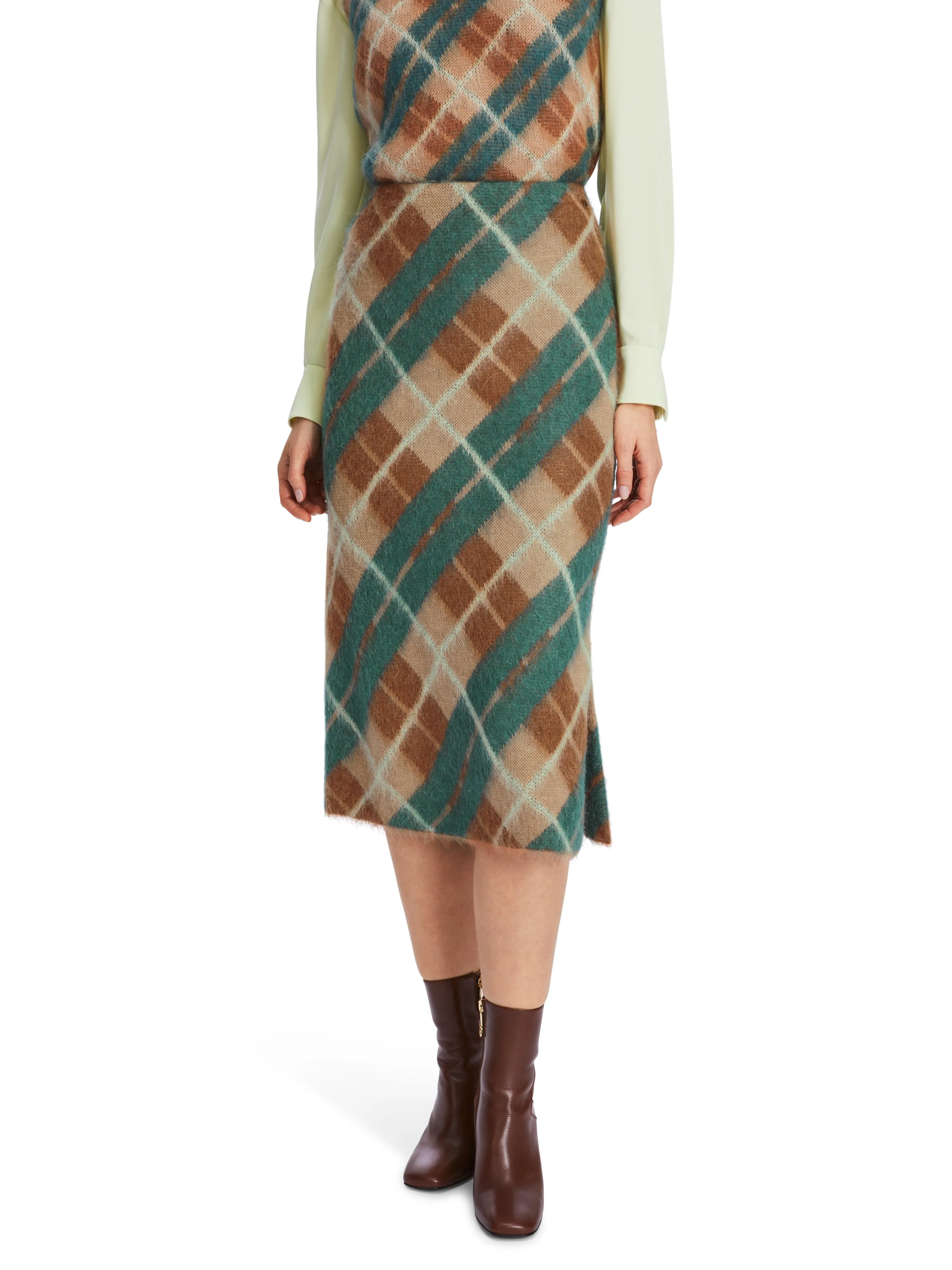 SCOTTISH ARGYLE CHECK SLIM MIDI SKIRT