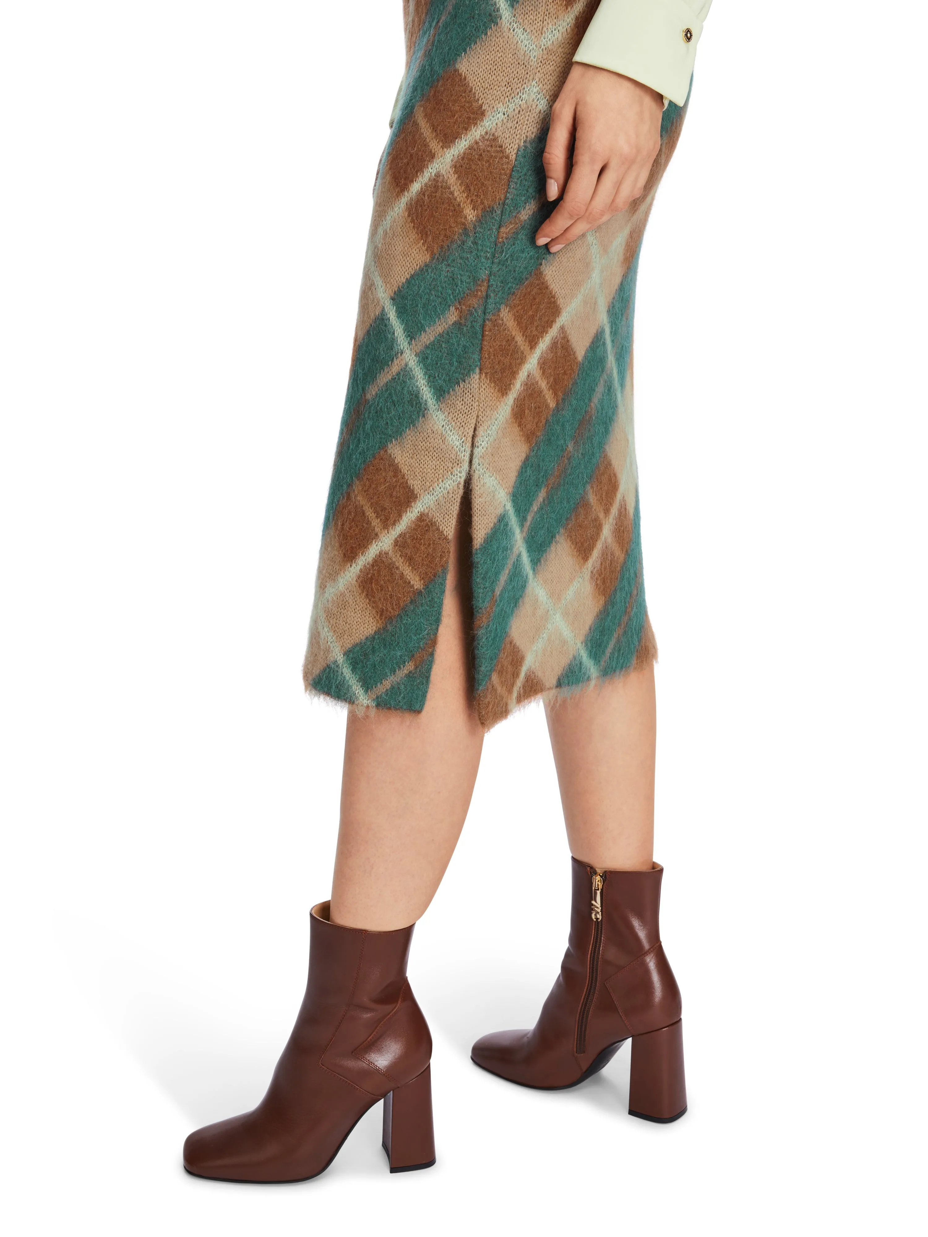 SCOTTISH ARGYLE CHECK SLIM MIDI SKIRT