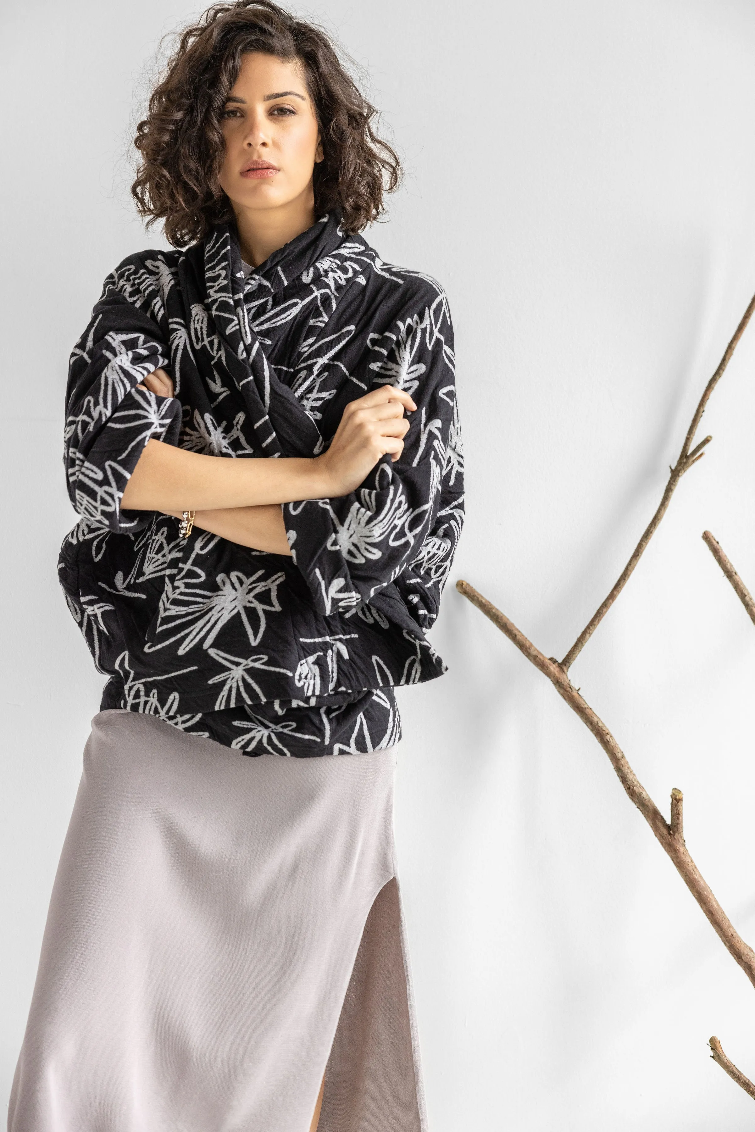 Scribble Weave Kimono Cardigan Jacket