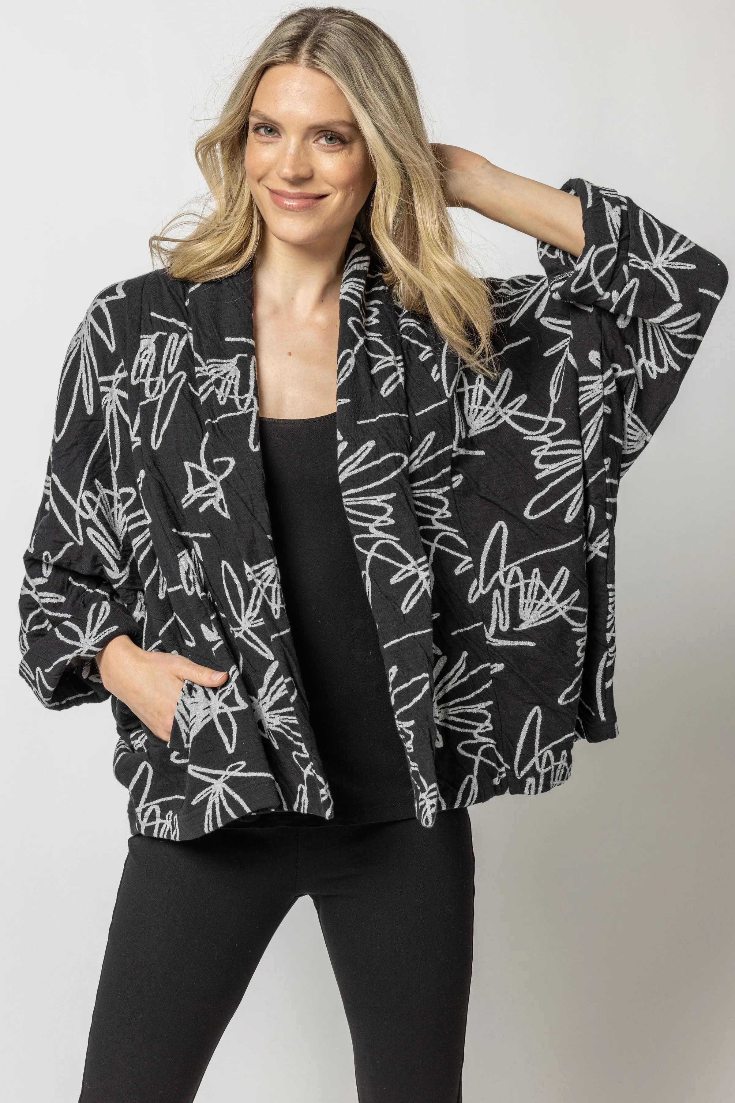 Scribble Weave Kimono Cardigan Jacket