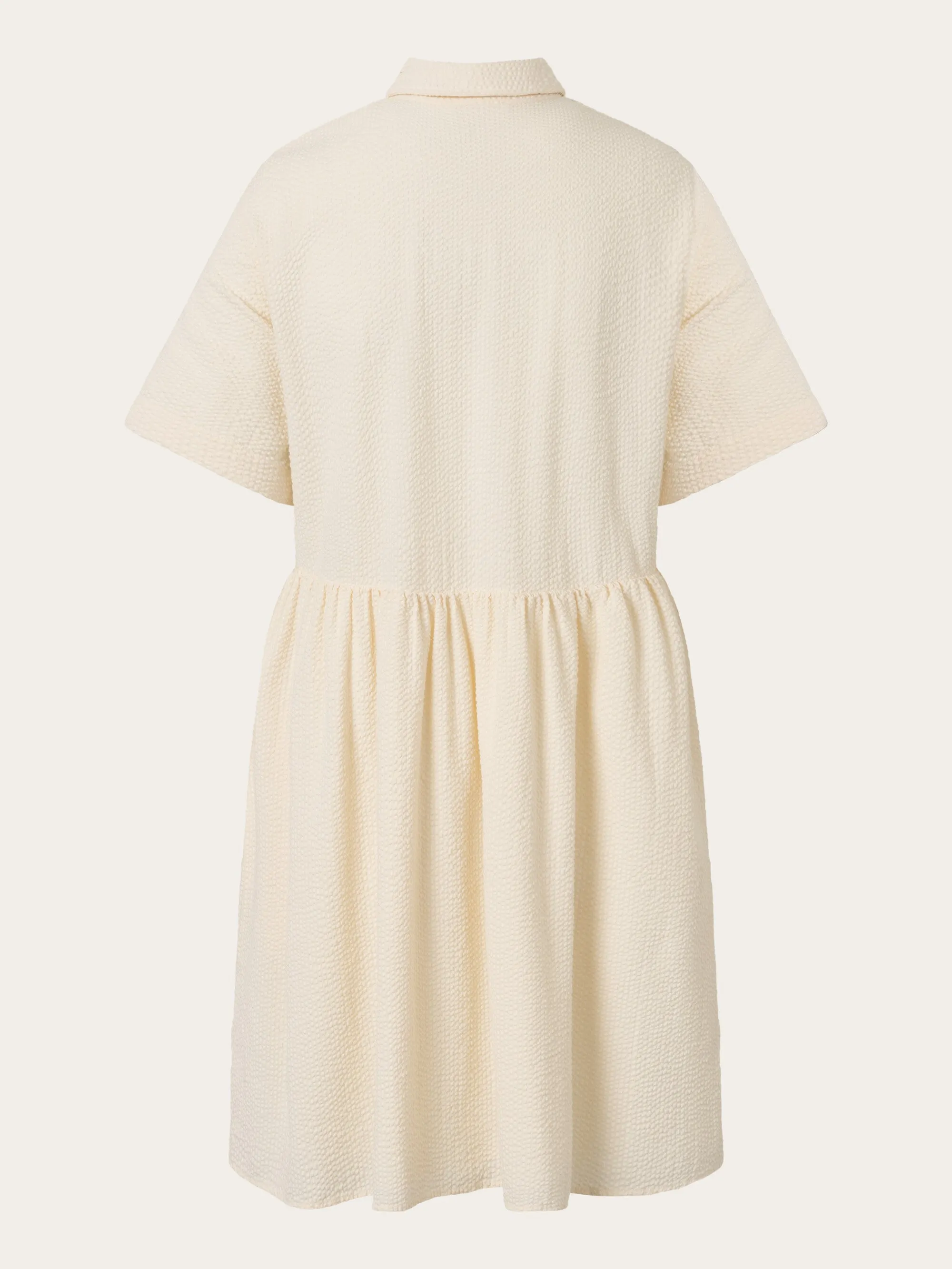 Seersucker short shirt dress - Buttercream