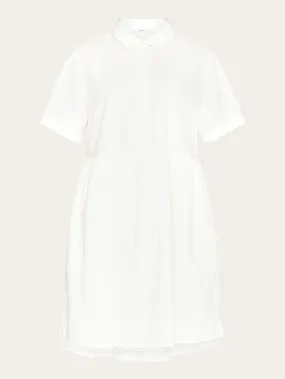 Seersucker short shirt dress - Egret
