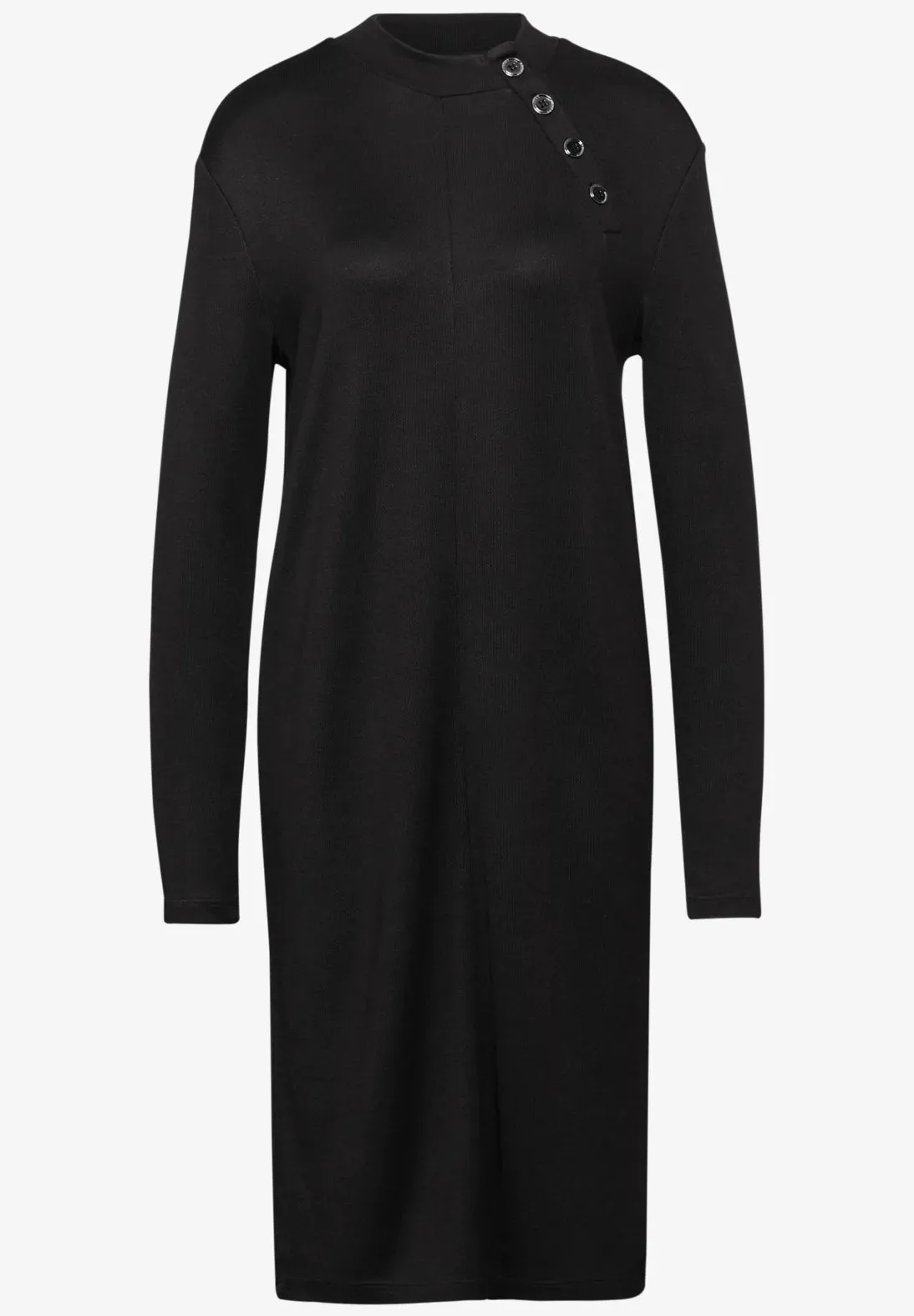 Street One Black Knitted dress with button shoulder detail