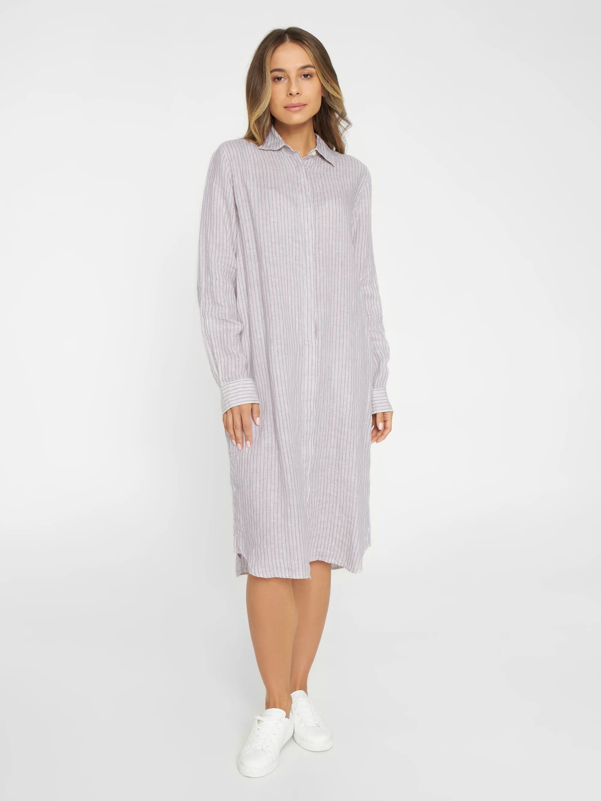 Striped linen shirt dress - Stripe
