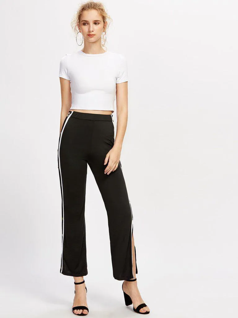 Tape Button Side Pants