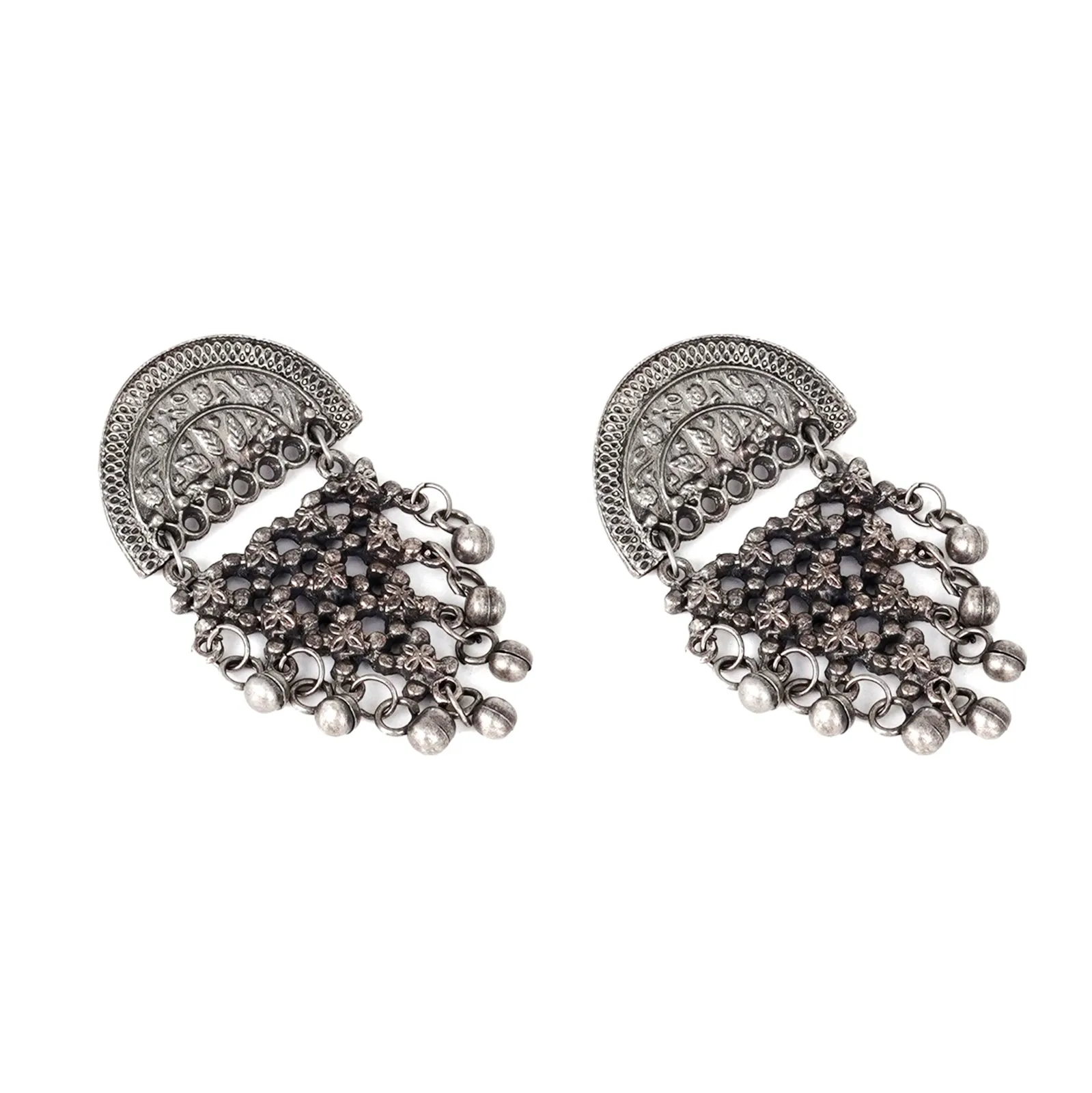 Teejh Arnika Antique Silver Polish Ghungroo Earrings