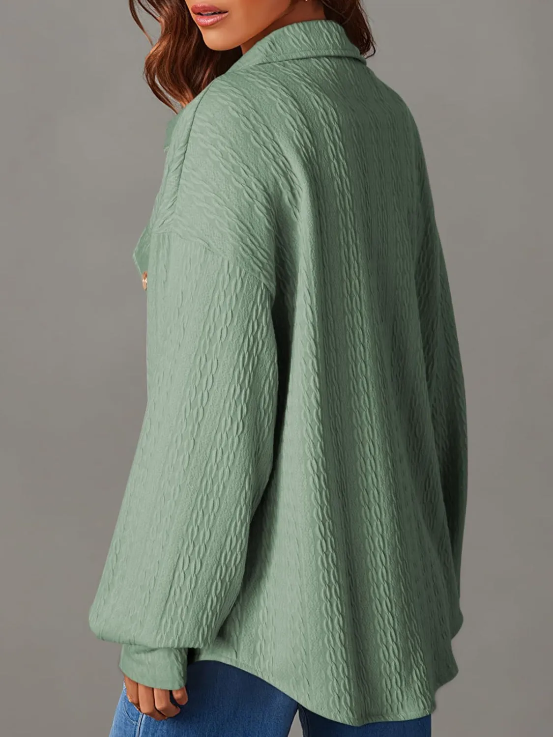 Textured Button Up Long Sleeve Shacket - 5 Colors