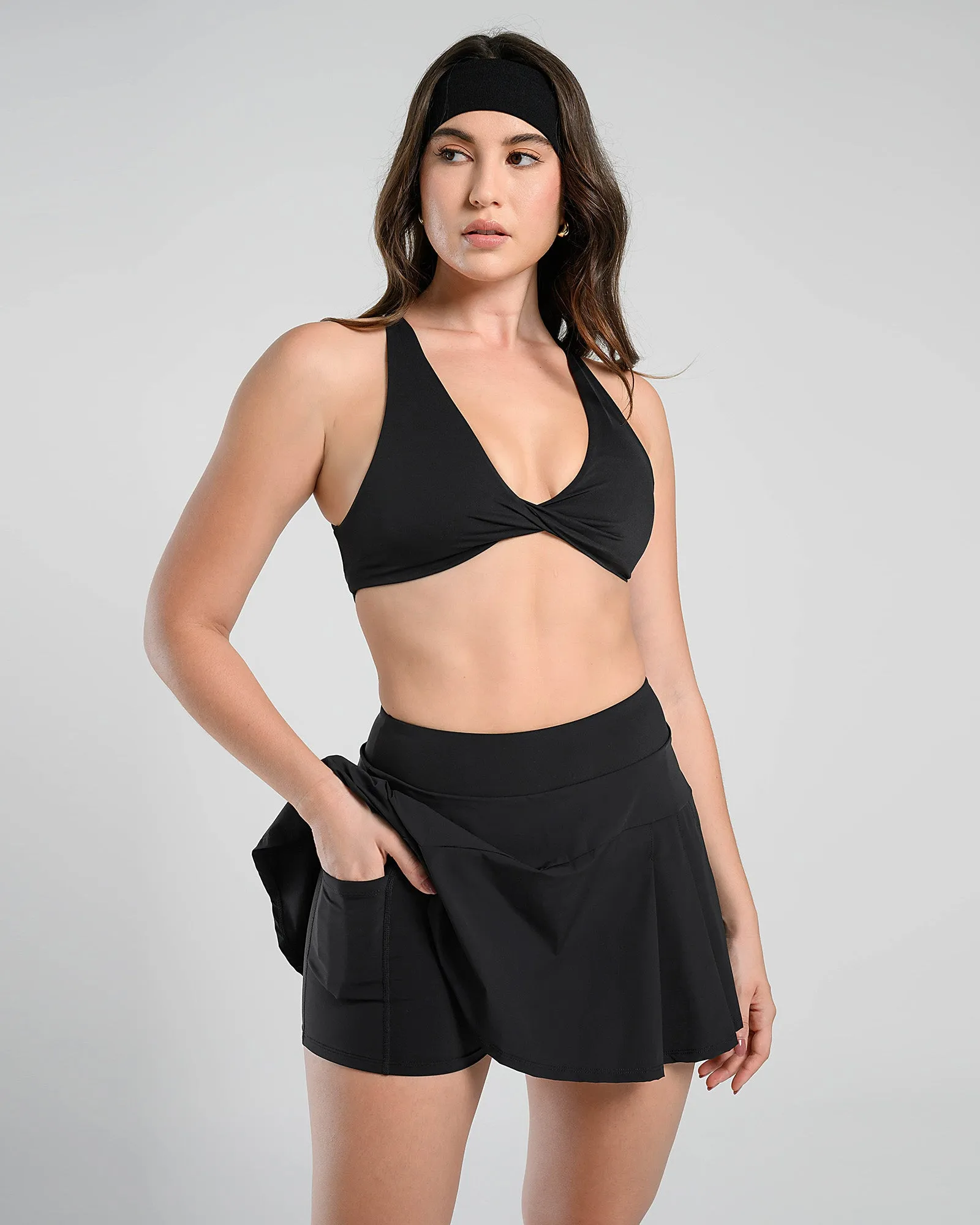 Trendy Pleated Skirt with Shorts and Pockets