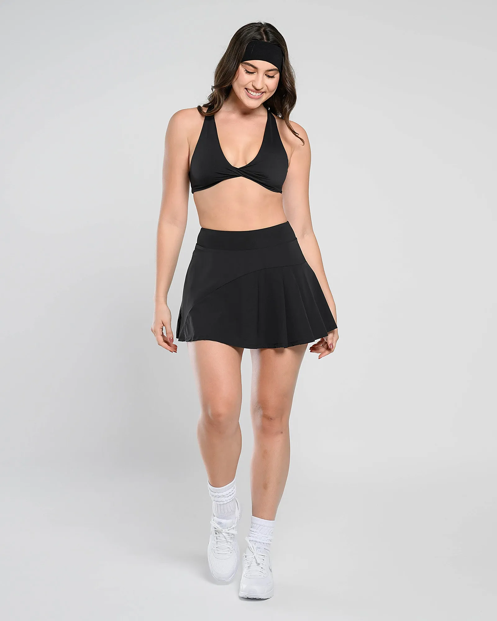 Trendy Pleated Skirt with Shorts and Pockets