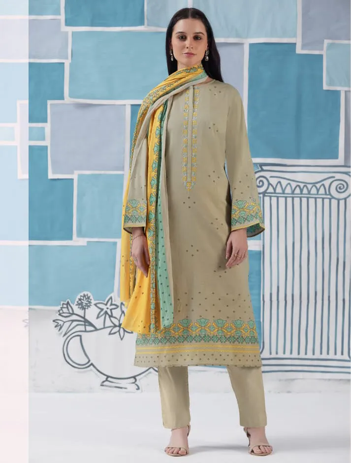Unstitched Cotton Suit Dress Material for Women with Embroidery