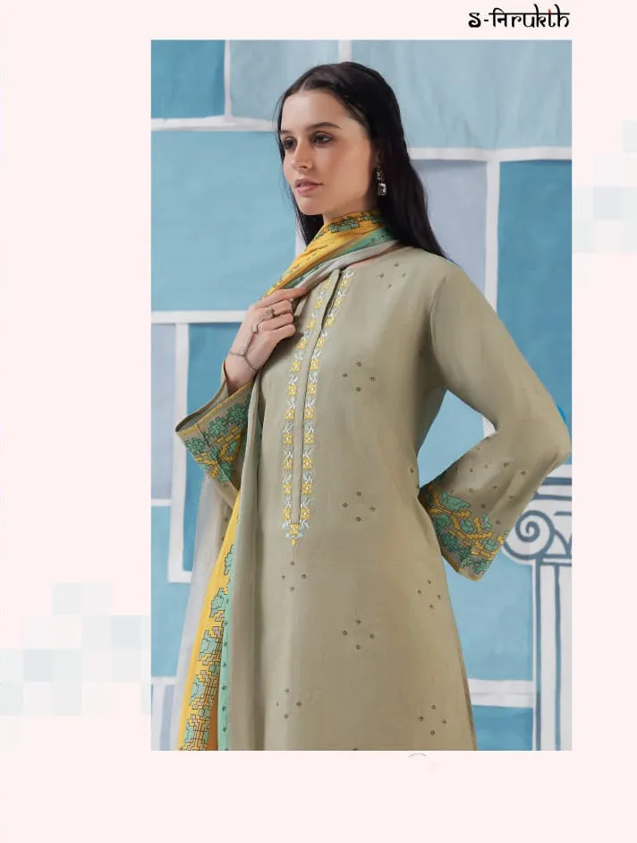 Unstitched Cotton Suit Dress Material for Women with Embroidery