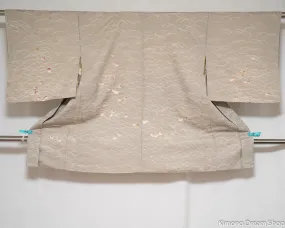 Unused Grey Silk Haori - Grassy Hills with Autumn Leaves - Fall Style Kimono Jacket - Vintage Japanese Fashion Simple