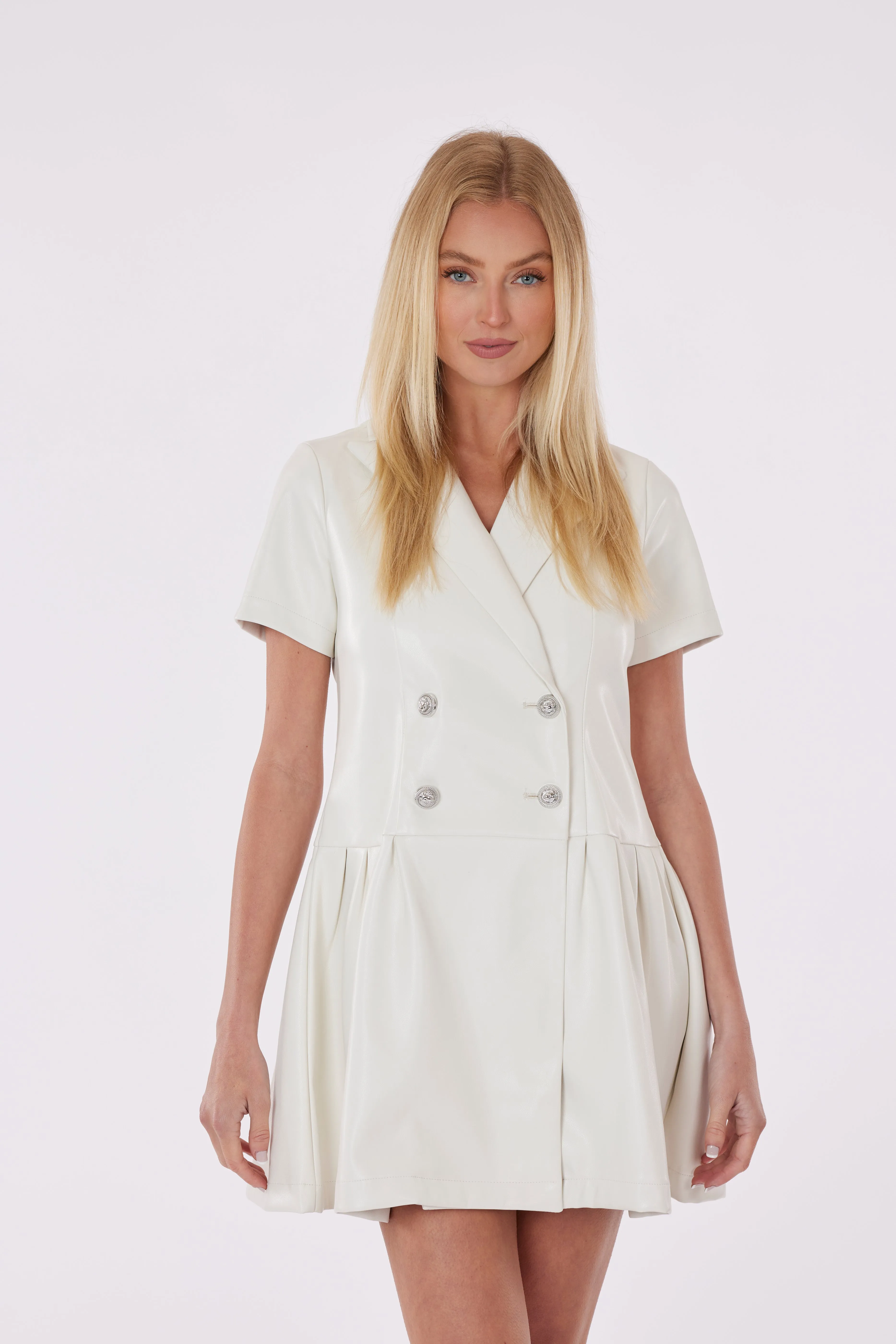 Vegan Leather Double Breasted Dress