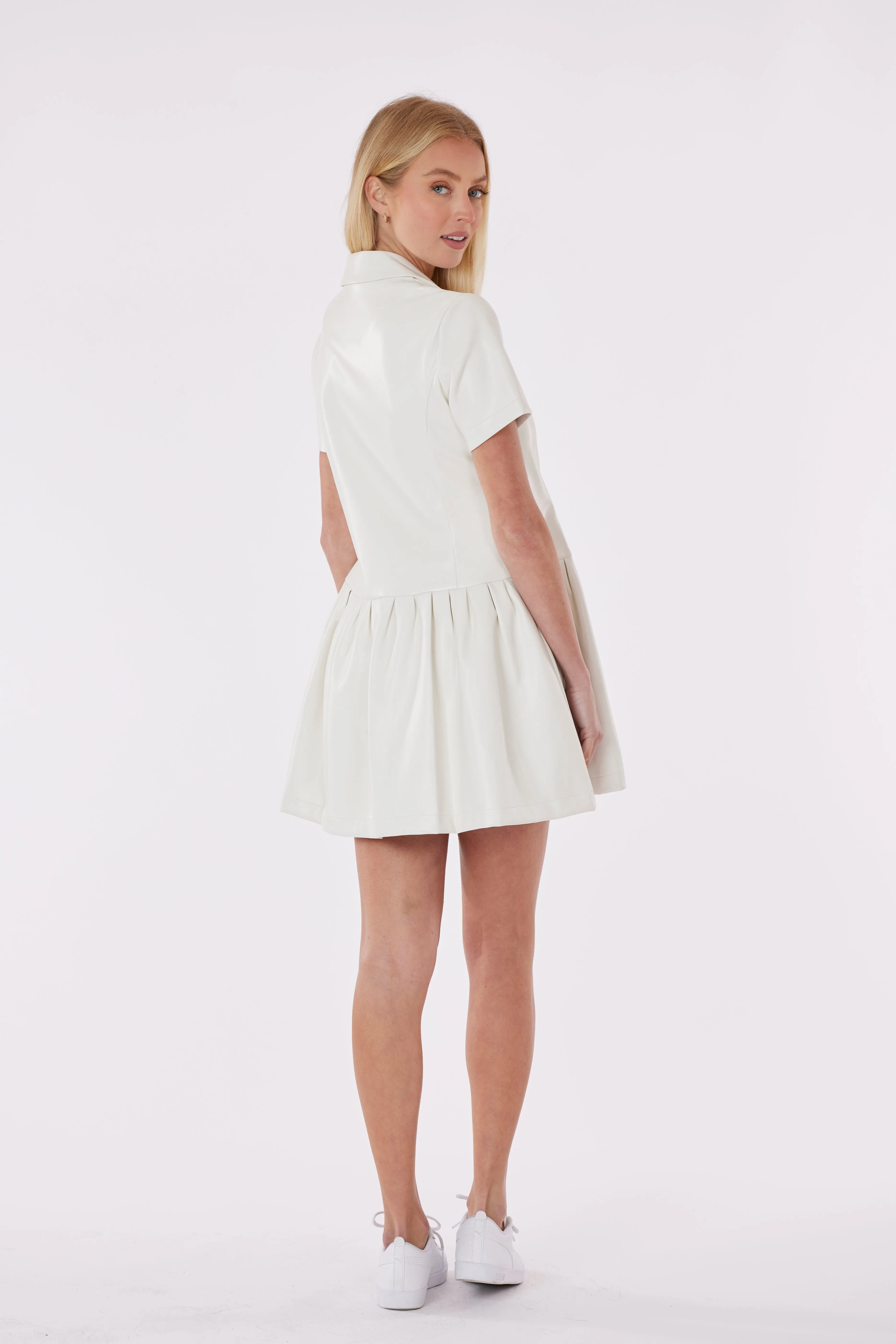 Vegan Leather Double Breasted Dress