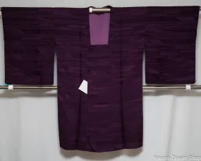 Vintage Purple Silk Michiyuki with Pocket - Japanese Kimono Jacket - Abstract Lines Shiny Iromuji Haori